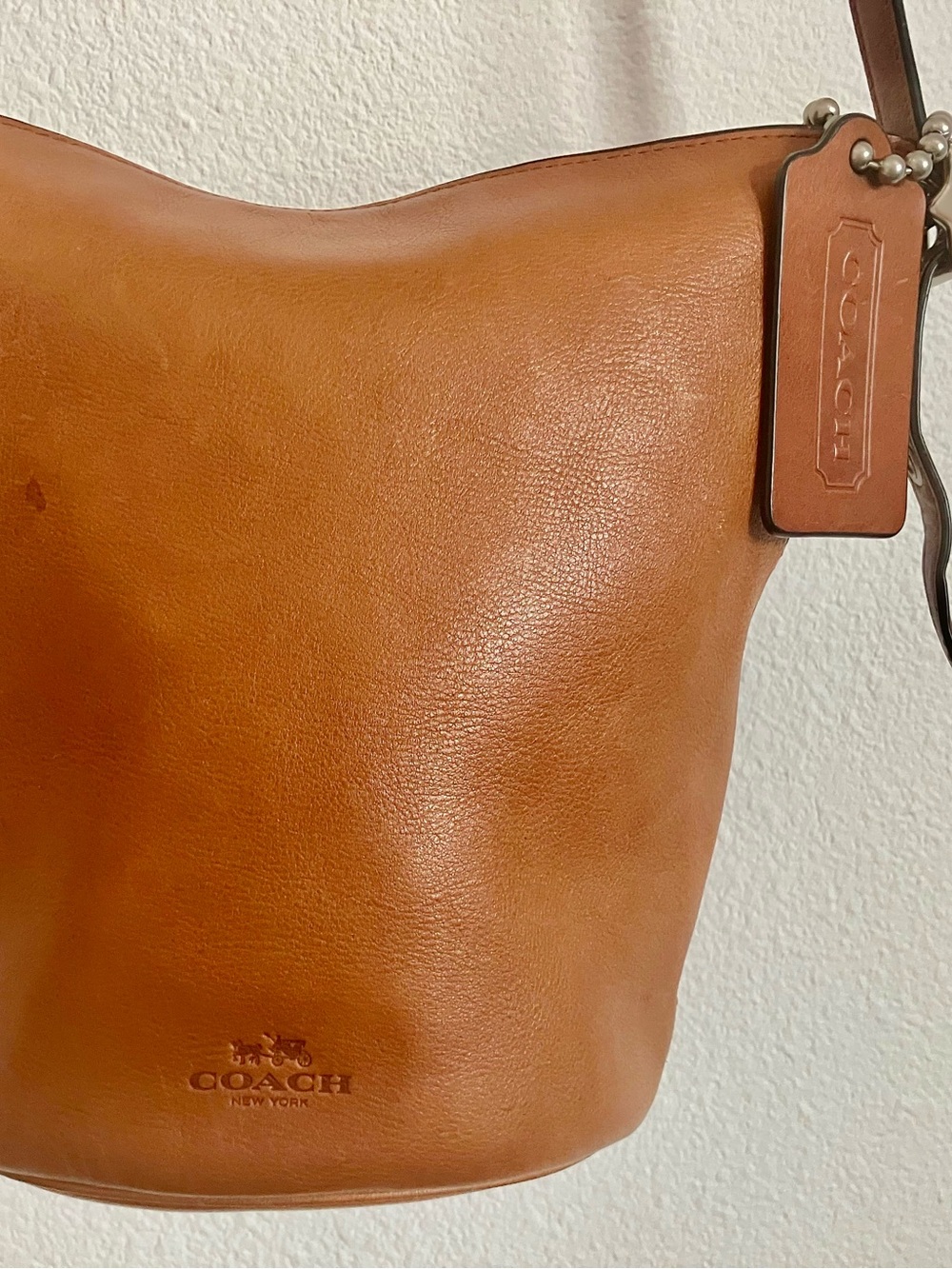 Vintage Coach British Tan Leather Bucket Bag | Classic Hobo Shoulder Bag